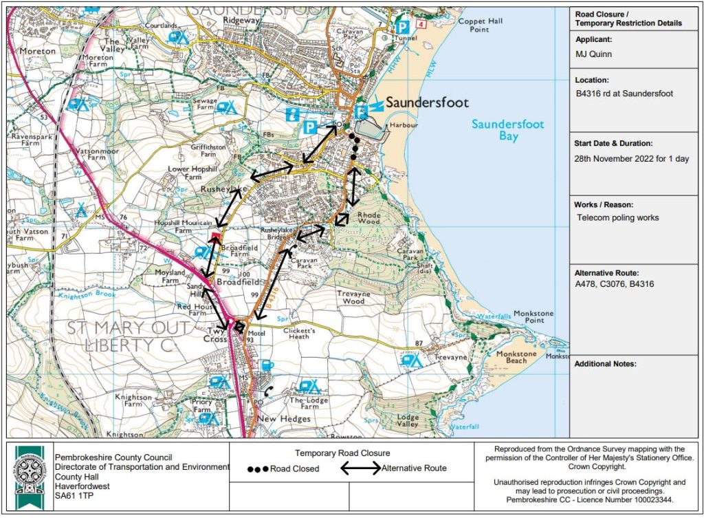 TEMPORARY ROAD CLOSURE Saundersfoot Connect